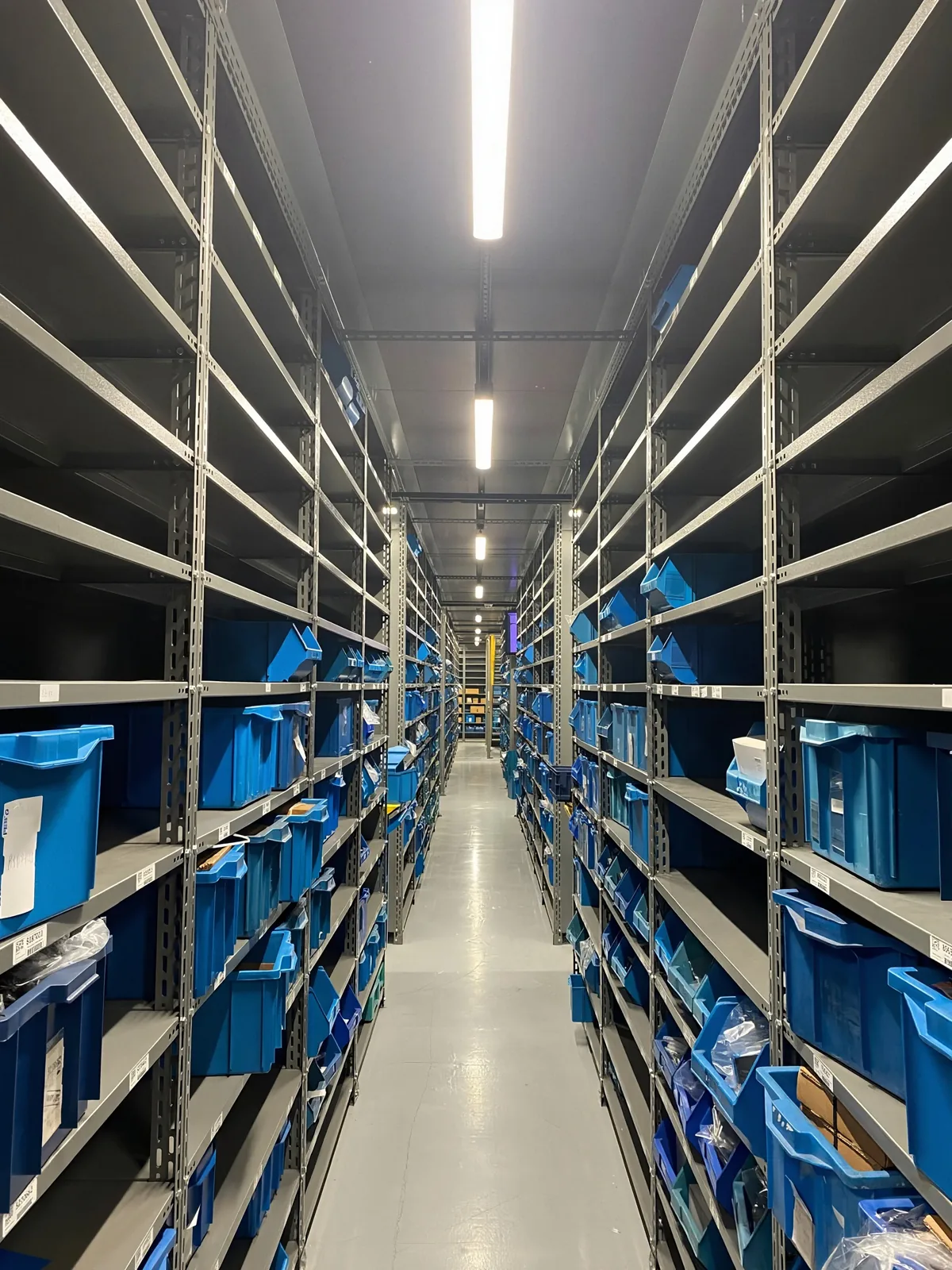 Almoxarifado industrial iluminado com luminárias herméticas CLB-H